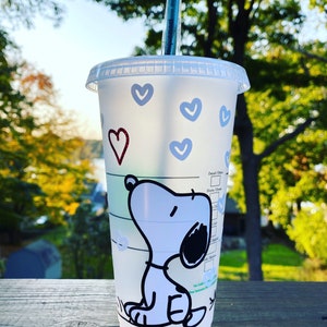 Snoopy Coffee Cup | Peanuts Coffee Cup| Personalized Cold Cup | Birthday Gift