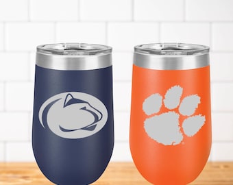 College Logo Engraved Wine Tumbler | College Acceptance Gift | Graduation Gift | Tailgate Tumbler