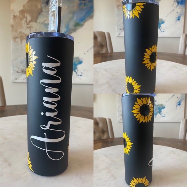 Personalized Sunflower Tumbler, personalized tumbler, Sunflower Wedding Party Gift, Bridal Party Tumbler, Bridesmaid Gift, Mothers Day Gift