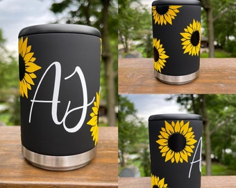 Enfriador de latas de cerveza de girasol hecho a mano - Soporte de bebidas aislado único y elegante