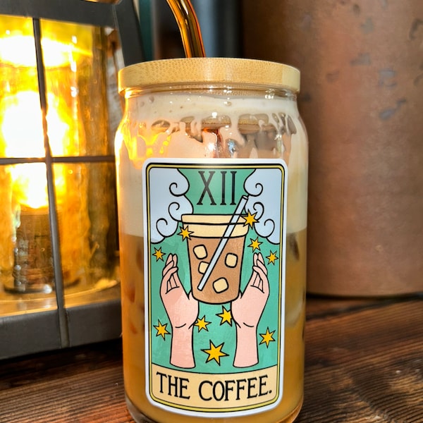 Coffee Tarot Card Can Glass, Iced Coffee Cup