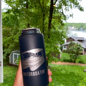 Motorboatin 'Slim Can Cooler, Bruiloft Crashers Thema Cup, Cadeau voor papa, Vaderdag Cadeau, Boot eigenaar cadeau
