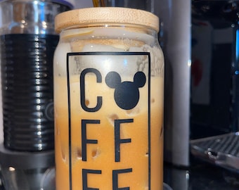 Mickey Coffee Beer Can Glass, Disney Inspired Beer Can Glass