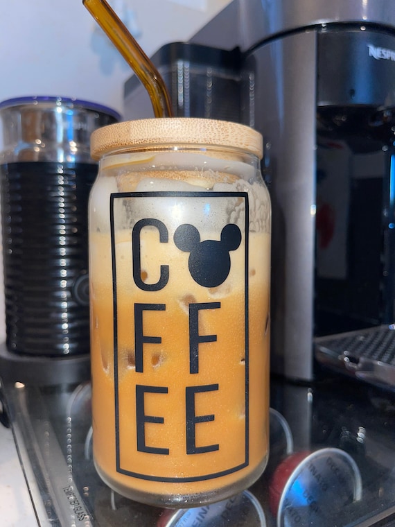 Mickey Coffee Beer Can Glass, Disney Inspired Beer Can Glass