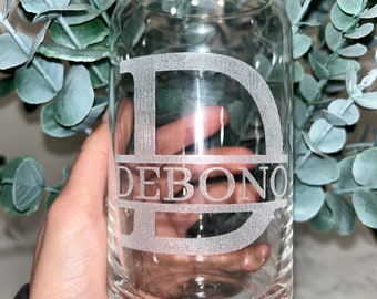 Personalized Beer Can Glass, Groomsmen Beer Glass, Monogrammed Beer Glass