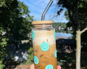 Happy Face Beer Can Glass
