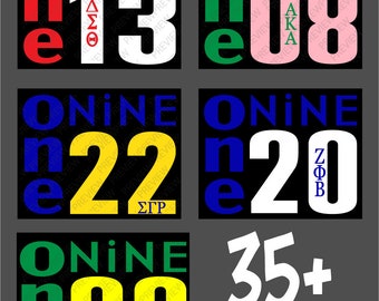 One Nine Sorority Founders Year Print or T-Shirt Design- Bundle SVG, JPG & Png Zip File Zeta AKA Chi Eta Phi Sg Rho Delta Sorority Birthday