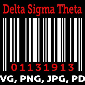 Delta Sigma Theta Barcode Design-- SVG, Pdf, Jpg & PNG Zip File 8 Files Included Design T-shirt or Print Design Instant Download