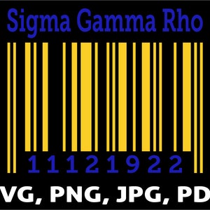 Sigma Gamma Rho Barcode T-Shirt or Print  Design 1922 SVG, JPG, PNG, Pdf Zip File