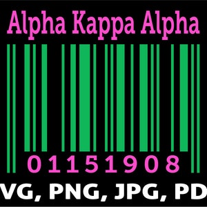 AKA -Alpha Kappa Alpha Barcode T-Shirt or Print Design Svg & Png Zip File (8 Files Included) Design T-shirt or Print Design Instant Download