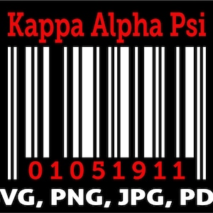 Kappa Alpha Psi Barcode T-Shirt or Print Design Bundle SVG & PNG Zip File (8 files included)