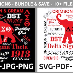 Delta Signa Theta Multi Design Bundle für Schwarzweiß-Hintergrunddruck SVG, Jpg, Png, Pdf Zip File Design T-Shirt oder Print Design