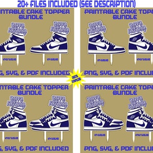 &quot;Alles Gute zum Geburtstag Sneaker Schuh blau & weiß druckbare Tortenstecker Sneaker Cake Topper &quot;&quot;Tortenstecker&quot;&quot; Tortenstecker Geburtstag.&quot;