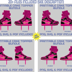 Alles Gute zum Geburtstag Sneaker Schuh Pink Schwarz Gold druckbare Kuchen Topper Sneaker Cake Topper Instant Download Cake Topper Schuh Geburtstag