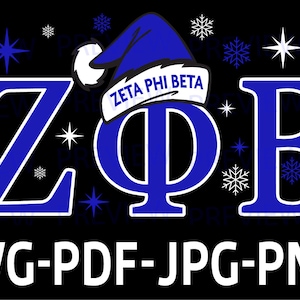 Zeta Santa Christmas Print or T-Shirt Design-Zeta Phi Beta Bundle SVG, JPg, & Png Zip File Design T-shirt or Print Design Instant Download