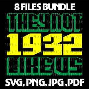 May include: Black digital art design with the text "8 FILES BUNDLE" at the top. The text "THE SPOT" is in green, "1932" is in yellow, and "LIMEUS" is in green. The bottom text reads "SVG, PNG, JPG, PDF".