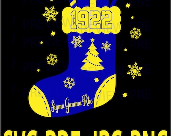 SGRHO Christmas Stocking Design - 1922- Sigma Gamma Rho Bundle SVG & PNG Zip File