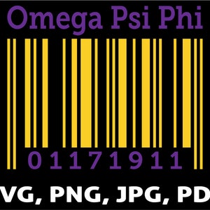 Fraternidad Omega Psi Phi- Q Dog Barcode Camiseta o Paquete de Diseño de Impresión SVG & PNG Zip File- (8 archivos incluidos)