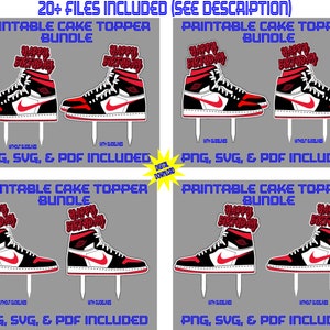 Happy Birthday Sneaker Schuh schwarz & rot druckbare Cake Topper Sneaker Cake Topper Instant Download Cake Topper Schuh Geburtstag