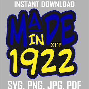 Made In 1922 Signa Sgrho T-Shirt oder Sgrho Print Design 1922 SVG, JPG, PNG, Pdf Zip Datei Sofort Download