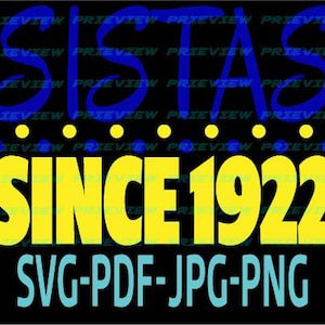 SISTAS Since 1922 Sigma Gamma Rho T-Shirt or Sgrho Print Design 1922 SVG, JPg, PNG, Pdf Zip File Instant Download