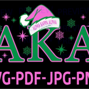 AKA Santa Christmas Design -Alpha Kappa Alpha SVG, Jpg, PNg Zip File Design T-shirt or Print Design Instant Download