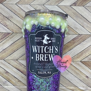 Witch’s Brew Cauldron Tumbler – Color‑Changing Glitter Cup, Personalized Halloween Gift