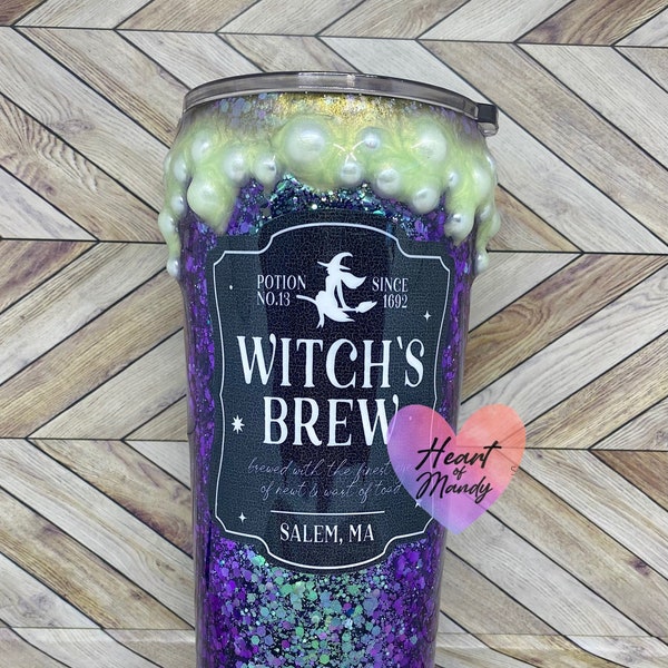 Witch’s brew tumbler, witch's brew, witch's potion cup, witch, Halloween, potion, bubbly cauldron, witchy tumbler, witchy, witches brew