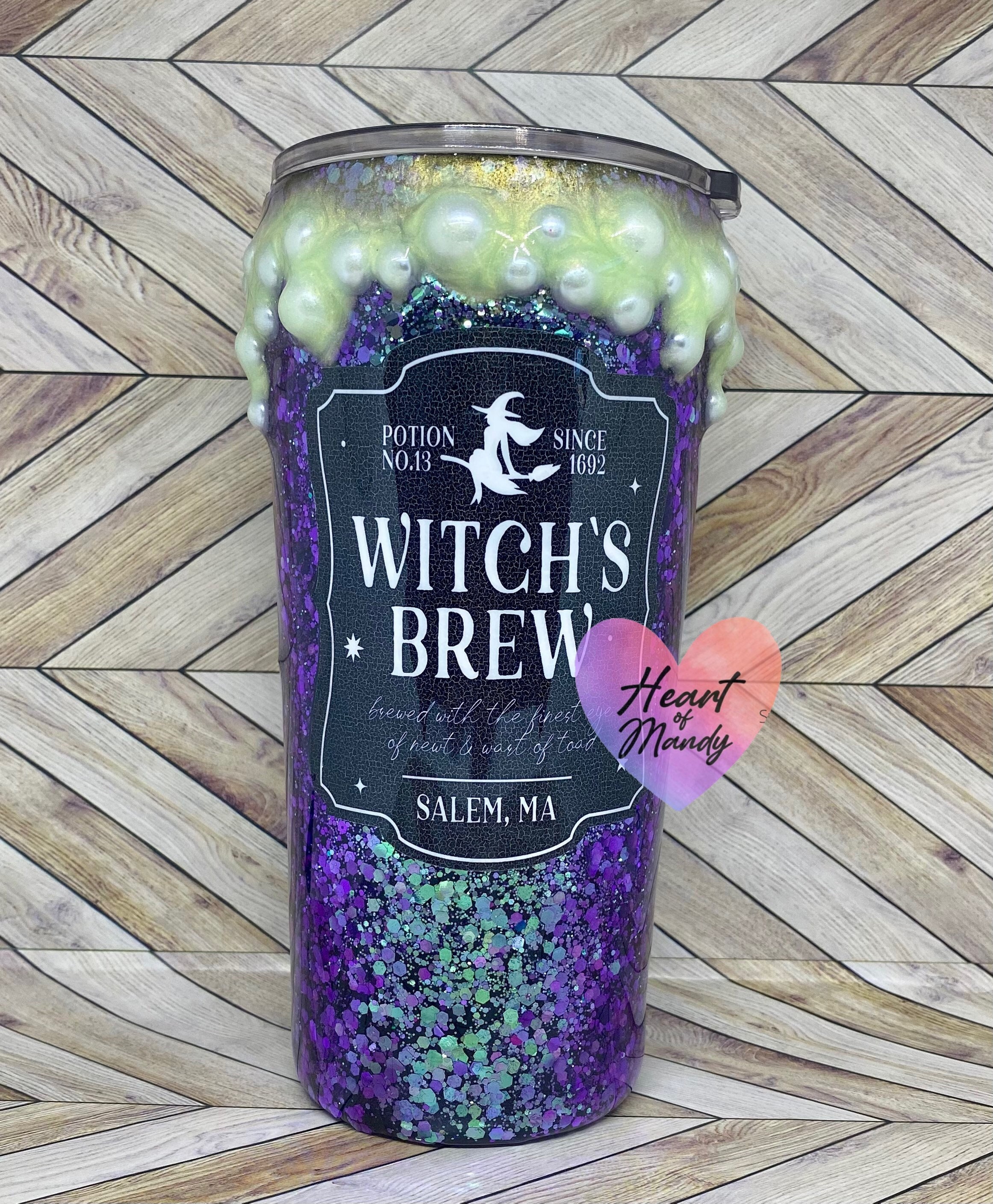 Witch’s Brew Cauldron Tumbler – Color‑Changing Glitter Cup, Personalized Halloween Gift