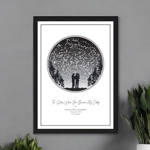 Geschenk der Tochter zum ersten Vatertag / Geschenk zum 1.Vatertag / Geschenk für neuen Vater / Sternenkarte nach Datum / Sternkarte nach Datum / personalisierte Sternenkarte
