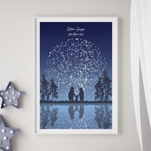 Cadeau filleul / Votre nuit de naissance / Premier cadeau d'anniversaire pour garçon / Chambre de bébé sur le thème de l'espace / Carte des étoiles personnalisée / Constellation de l'ours
