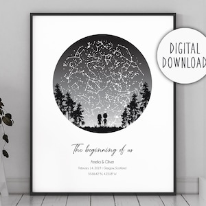 The Night We Met / Sternkarte Digital / Jubiläum Sternenkarte nach Datum / Personalisierte Geschenke für Ihn / Jahrestag Geschenke für Freund