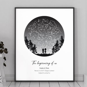 Romantic Gifts for Him / Personalized Gifts / 1 Year Anniversary Gift for Boyfriend / Personalised Star Map Print / 2 Year Anniversary
