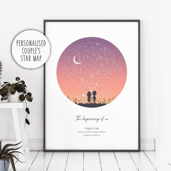 Valentines Day Gift for Him / Star Map Gift / Romantic Valentines Gift for Girlfriend / Personalized Gifts / Romantic Gifts for Her