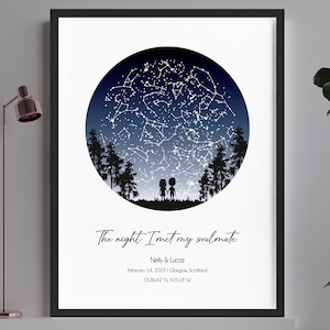 Sternenkarte Jahrestagsgeschenk / Personalisierte Romantische Geschenke für Ihn / Jahrestagsgeschenk Papier / Jahrestagsgeschenk zum Thema Weltraum / Jahrestagsgeschenk des Weltraums / Nachthimmel nach Datum