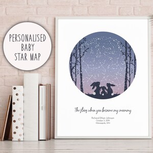 1º presente de dia das mães personalizado / impressão de mapa estelar / presente para nova mãe / presente para nova mamãe / presentes com tema de estrela / presente de dia das mães da filha