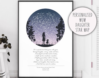 Mothers Day Gift From Daughter / Personalized Star Map Print / Mothers Day from Daughter / Mum Star Map / Gifts for Mom From Daughter / Poem