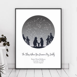 Primer regalo del Día del Padre / Regalo del Día del Padre del bebé / de la hija / del hijo / regalo del nuevo papá / impresión personalizada del mapa de estrellas / mapa del cielo nocturno