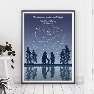 Primer regalo del Día del Padre del bebé / Regalo del Día del Padre de la hija / Regalo del nuevo papá / Impresión del nuevo papá / Impresión personalizada del mapa de estrellas / Mapa del cielo nocturno