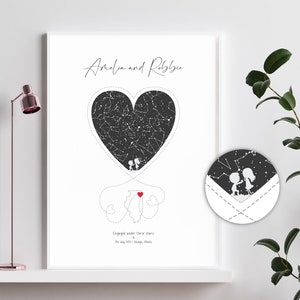 Verlobungsgeschenke für Paare | Personalisierte Verlobungsgeschenk | Verlobung Star Map Print | Bester Freund Verlobung Geschenk | Neu Verlobte Geschenk