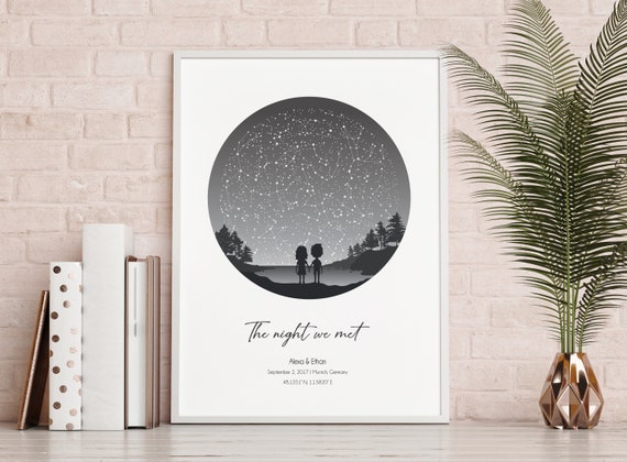 Stars Of The Day We Met The Night We Met / Custom Star Map By Date / Stars The Day We | Etsy  Singapore