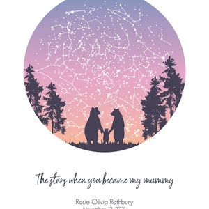 Första mors dag-presenten / Första mors dag-presenten / Mors dag-present från dotter / Stjärnkarta-tryck / Personlig stjärnkarta / Present till nybliven mamma bild 6