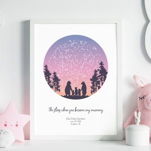 Första mors dag-presenten / Första mors dag-presenten / Mors dag-present från dotter / Stjärnkarta-tryck / Personlig stjärnkarta / Present till nybliven mamma bild 5