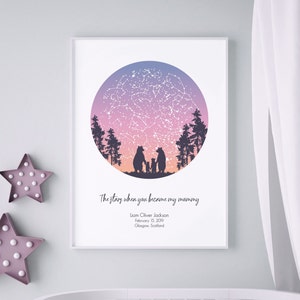 Första mors dag-presenten / Första mors dag-presenten / Mors dag-present från dotter / Stjärnkarta-tryck / Personlig stjärnkarta / Present till nybliven mamma bild 4