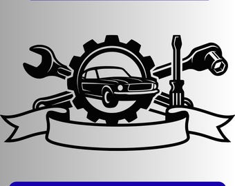 Car Mechanic Logo SVG | Auto Repair Shop Emblem (Digital Download)