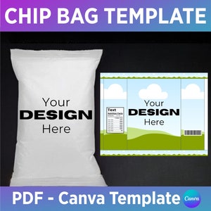 Editable Chip Bag Canva Frame Template, Printable Party Favor, Chips Bag Wrapper for Party, Chip Bag Label, Easy Drag and Drop