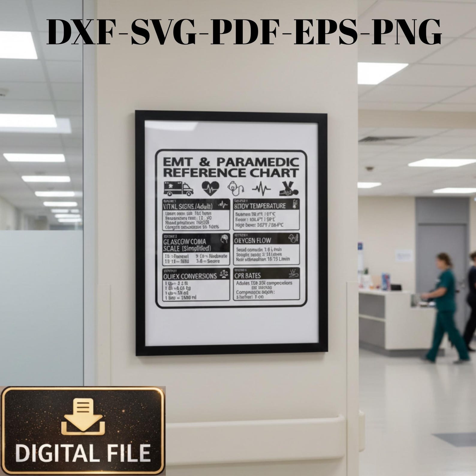 EMT Paramedic Reference Chart | EMS Guide, Vital Signs (digital ...