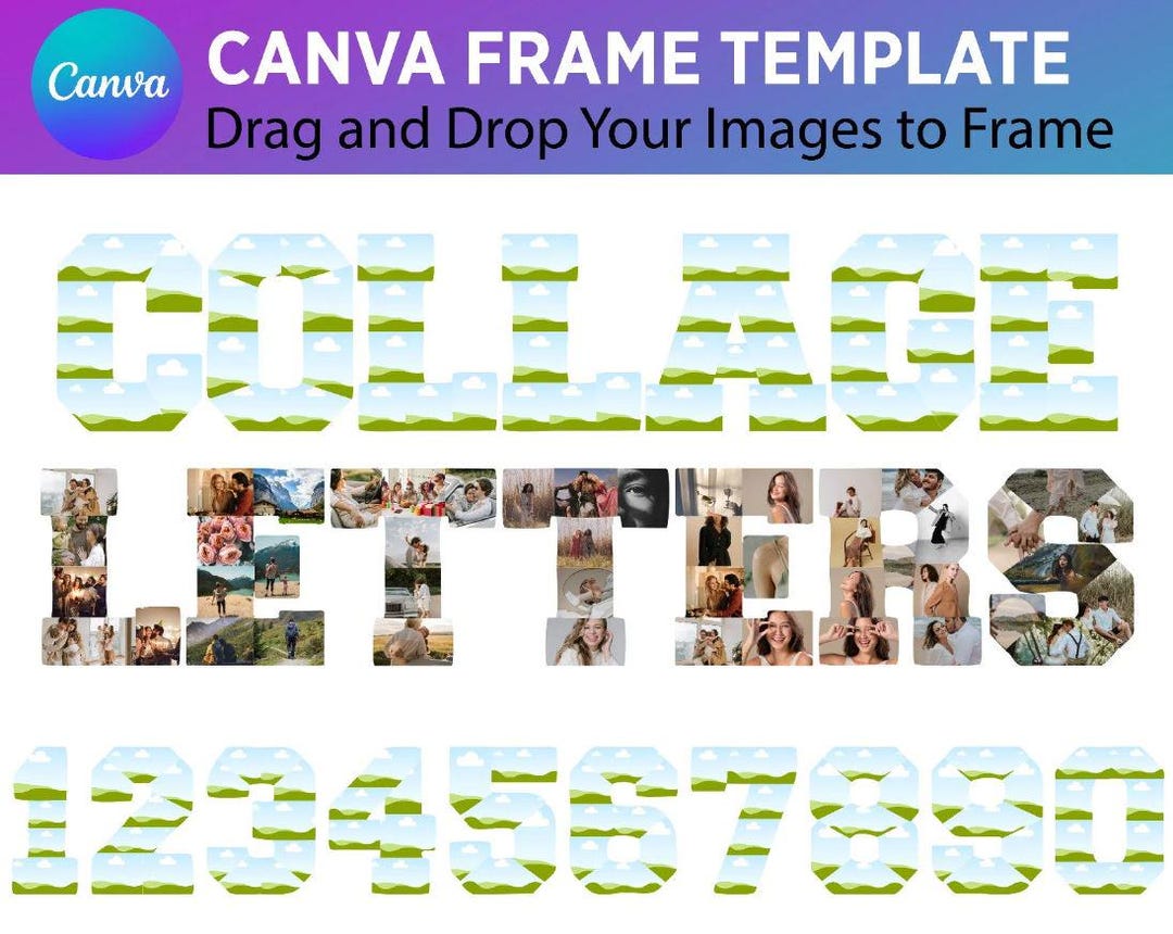 Alphabet Photo Collage Canva Frames: Digital Memorial Gift (PDF) - Etsy ...