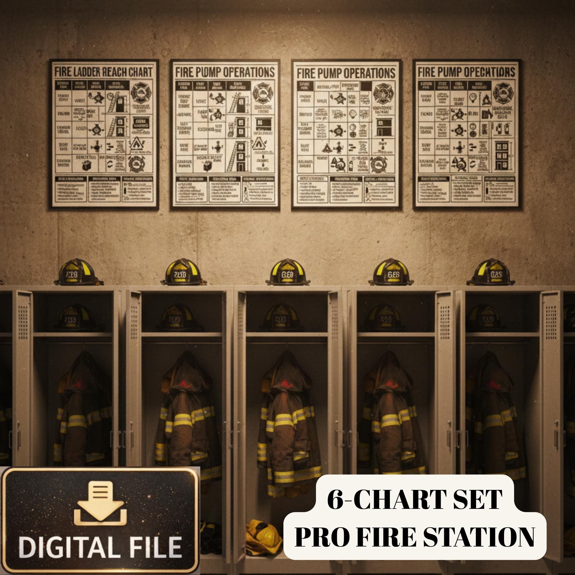 Firefighter Station Wall Chart Set – 6 Professional Firefighting ...