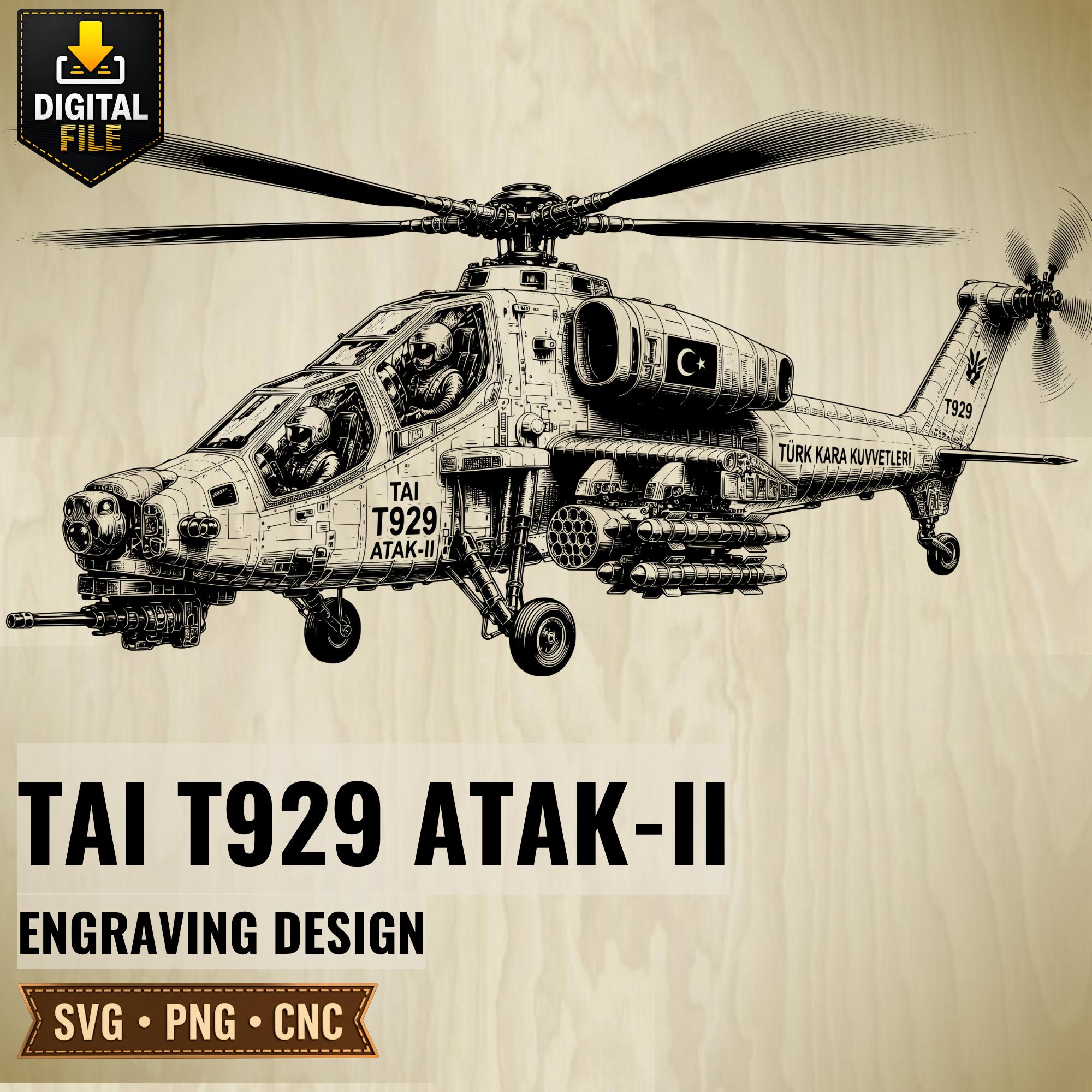 Tai T929 Atak-ii SVG PNG, Tactical Helicopter Laser Engraving Design ...